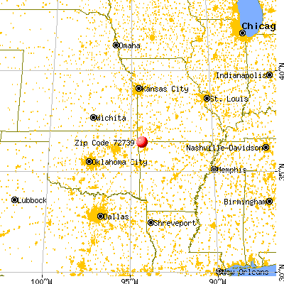 Hiwasse, AR (72739) map from a distance