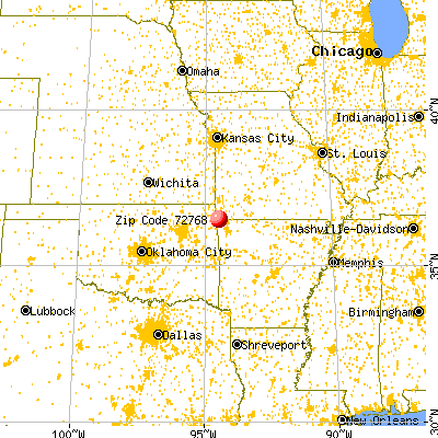 Sulphur Springs, AR (72768) map from a distance