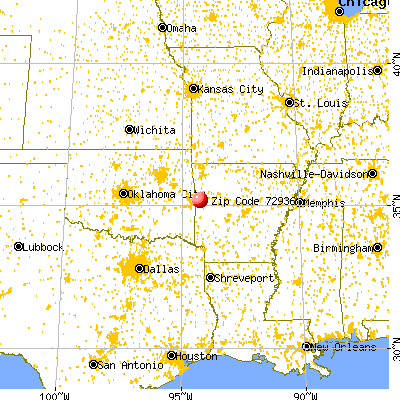 Greenwood, AR (72936) map from a distance