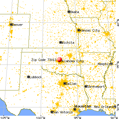 Oklahoma City, OK (73013) map from a distance