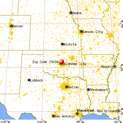 Edmond, OK (73034) map from a distance