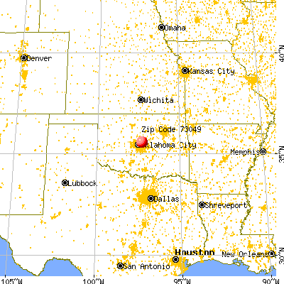 Oklahoma City, OK (73049) map from a distance