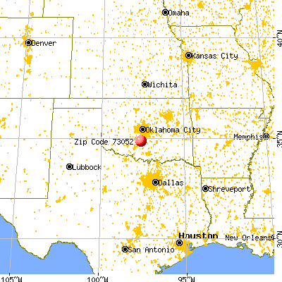 Lindsay, OK (73052) map from a distance