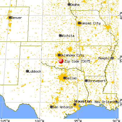 Pauls Valley, OK (73075) map from a distance