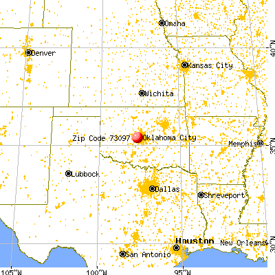 Oklahoma City, OK (73097) map from a distance