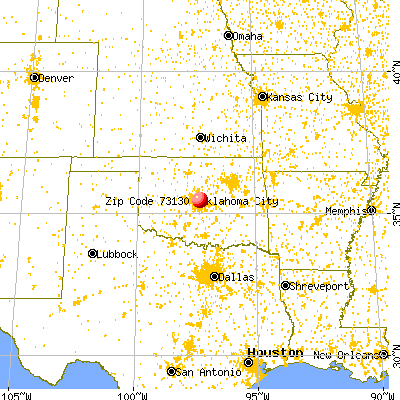 Midwest City, OK (73130) map from a distance