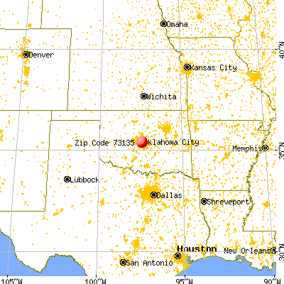Oklahoma City, OK (73135) map from a distance