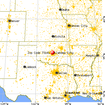 Oklahoma City, OK (73141) map from a distance