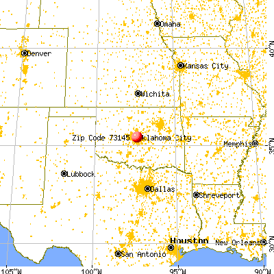 Oklahoma City, OK (73145) map from a distance