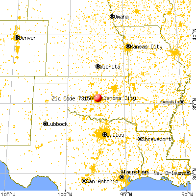 Oklahoma City, OK (73150) map from a distance