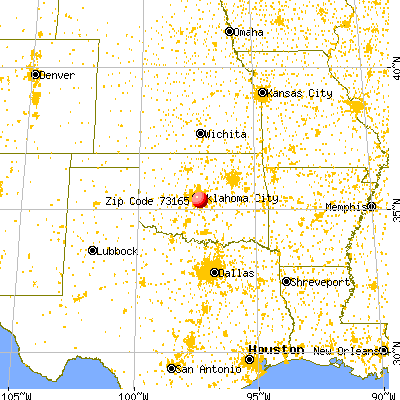 Oklahoma City, OK (73165) map from a distance
