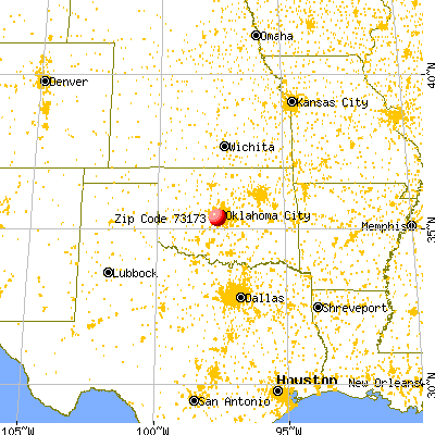 Oklahoma City, OK (73173) map from a distance