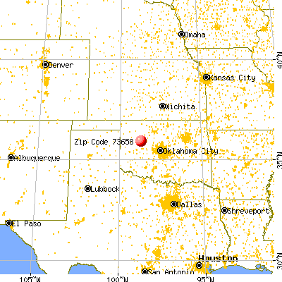 Oakwood, OK (73658) map from a distance