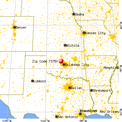 Kingfisher, OK (73750) map from a distance