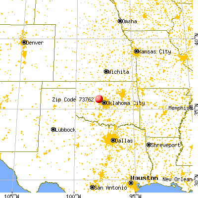 El Reno, OK (73762) map from a distance