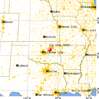 Bristow, OK (74010) map from a distance