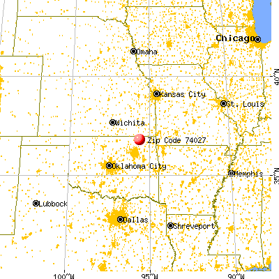 Delaware, OK (74027) map from a distance