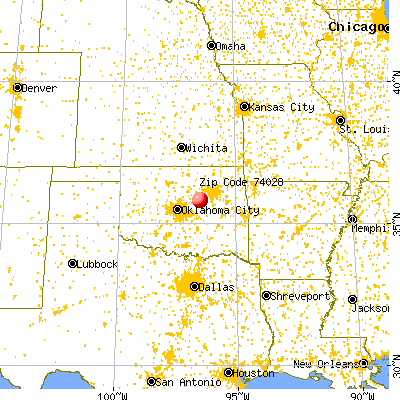 Stroud, OK (74028) map from a distance