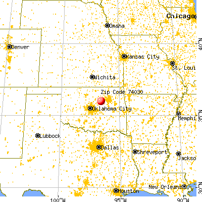 Drumright, OK (74030) map from a distance