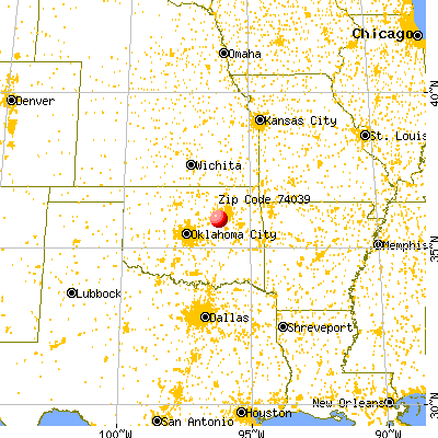 Kellyville, OK (74039) map from a distance