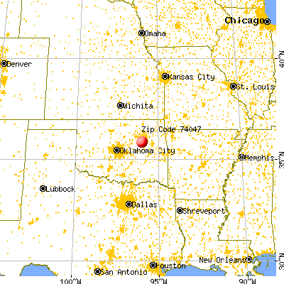 Liberty, OK (74047) map from a distance
