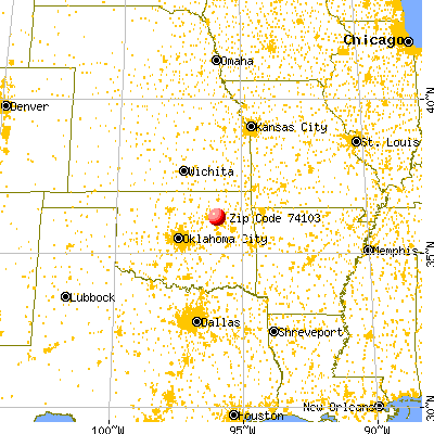 Tulsa, OK (74103) map from a distance