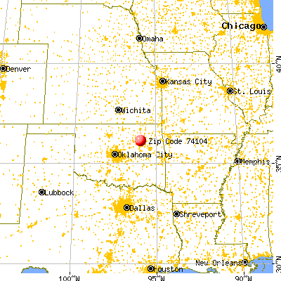 Tulsa, OK (74104) map from a distance