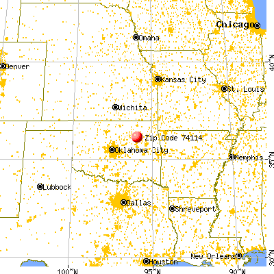 Tulsa, OK (74114) map from a distance