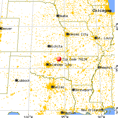 Tulsa, OK (74134) map from a distance