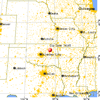 Tulsa, OK (74145) map from a distance