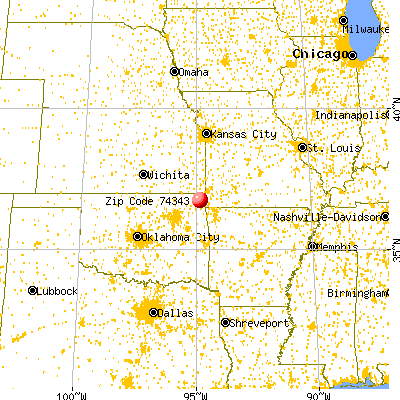 Fairland, OK (74343) map from a distance