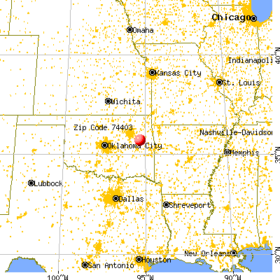 Muskogee, OK (74403) map from a distance