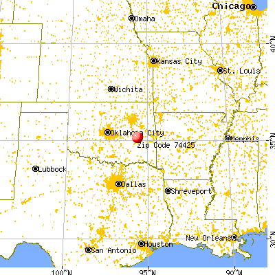 Longtown, OK (74425) map from a distance