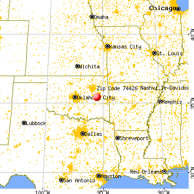 Texanna, OK (74426) map from a distance