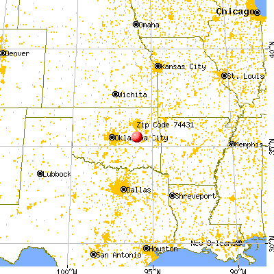 Dewar, OK (74431) map from a distance