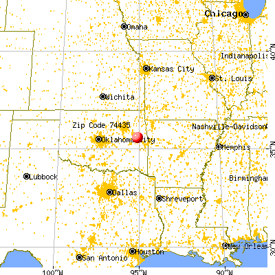 Redbird Smith, OK (74435) map from a distance