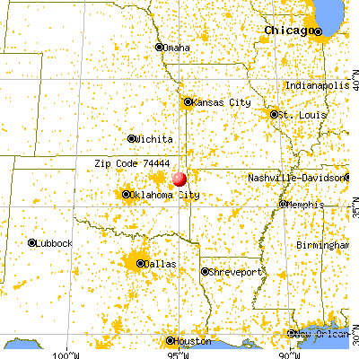 , OK (74444) map from a distance