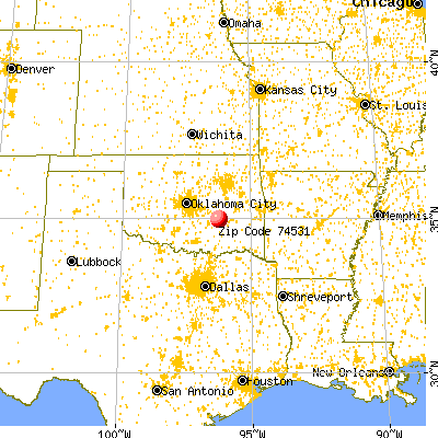 Calvin, OK (74531) map from a distance