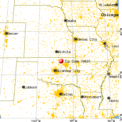 Fairfax, OK (74637) map from a distance