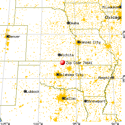 Kaw City, OK (74641) map from a distance
