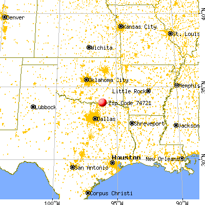 , OK (74721) map from a distance