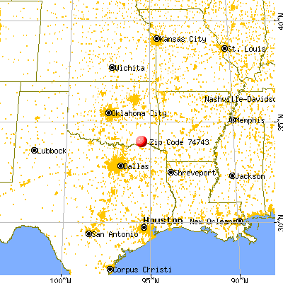 Hugo, OK (74743) map from a distance