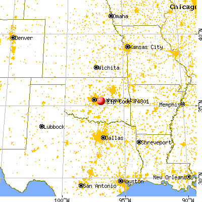 Shawnee, OK (74801) map from a distance