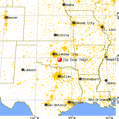 Ada, OK (74820) map from a distance