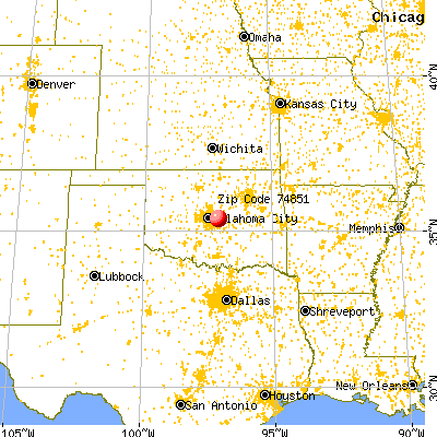 McLoud, OK (74851) map from a distance