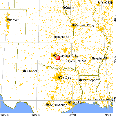 Tribbey, OK (74852) map from a distance