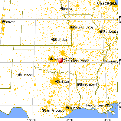 Wetumka, OK (74883) map from a distance
