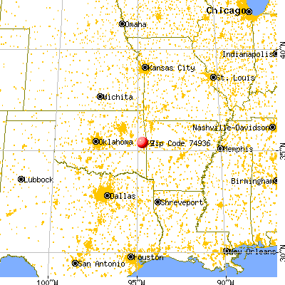 Gans, OK (74936) map from a distance