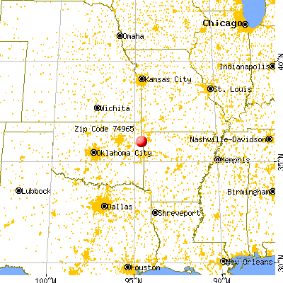 Proctor, OK (74965) map from a distance