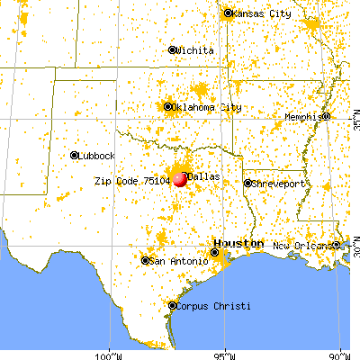 Cedar Hill, TX (75104) map from a distance